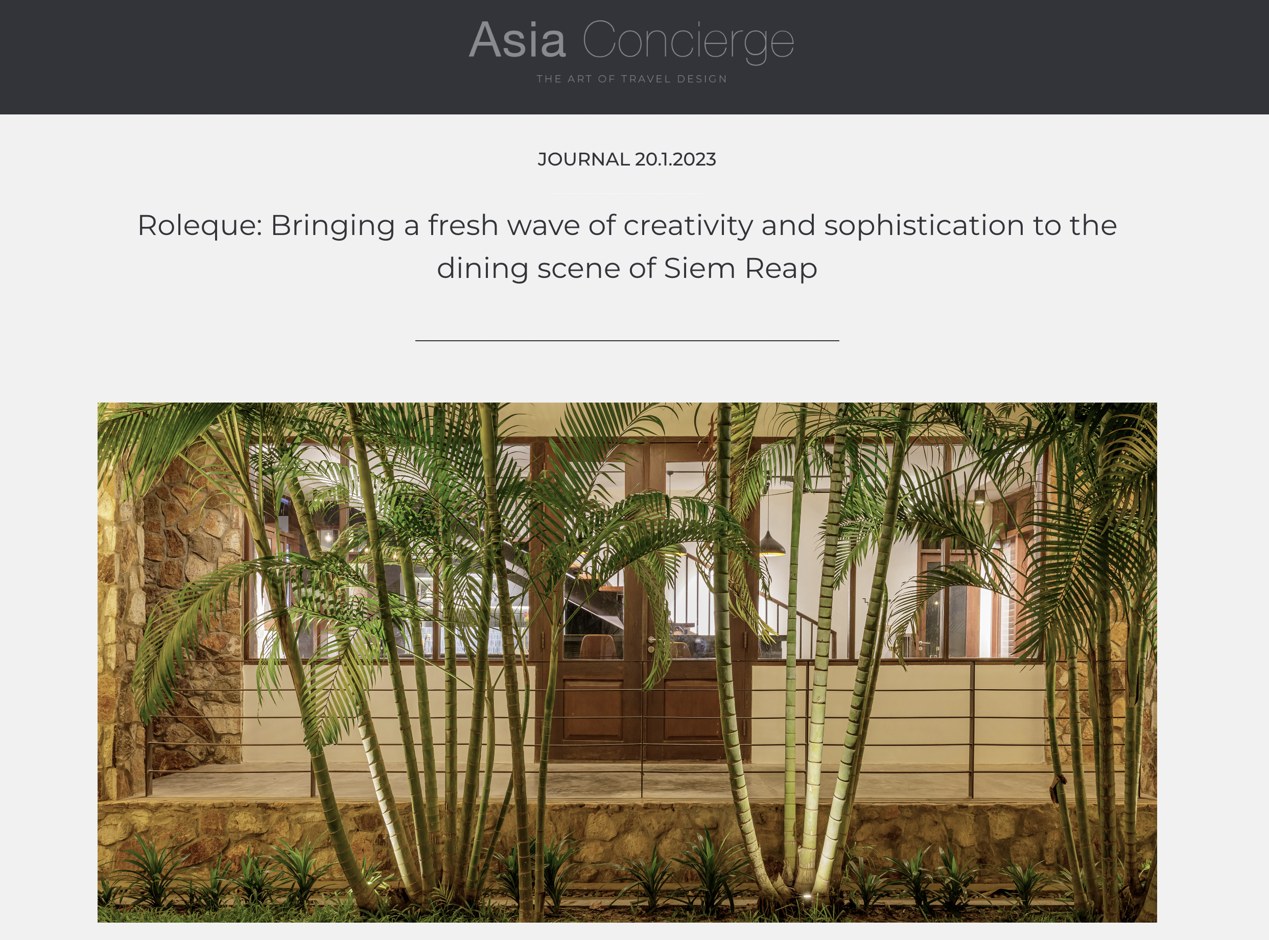 Featured image for “Roleque Featured on Asia Concierge”